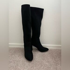 Nine West Suede Black Knee-High Boots